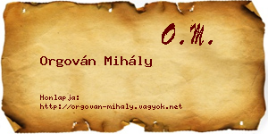 Orgován Mihály névjegykártya